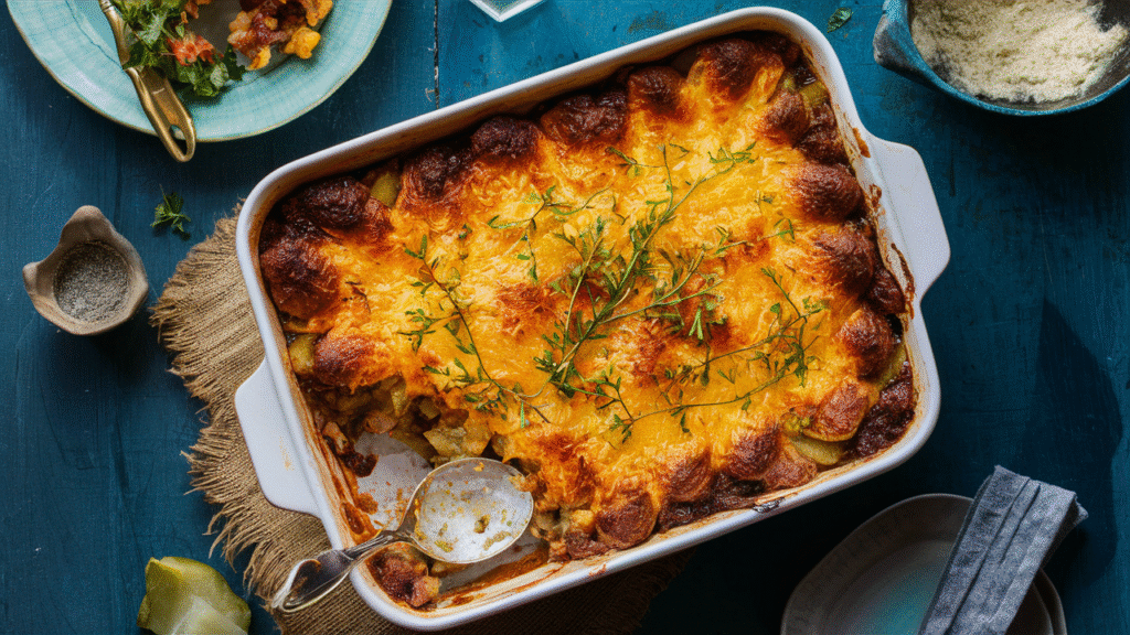 image of a cheesy potato casserole 