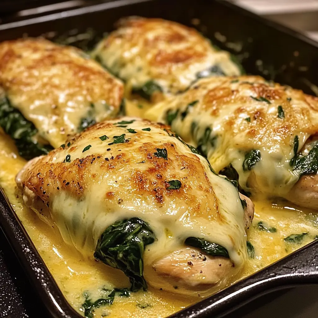 Baked Cheese-Stuffed Spinach Chicken Breast