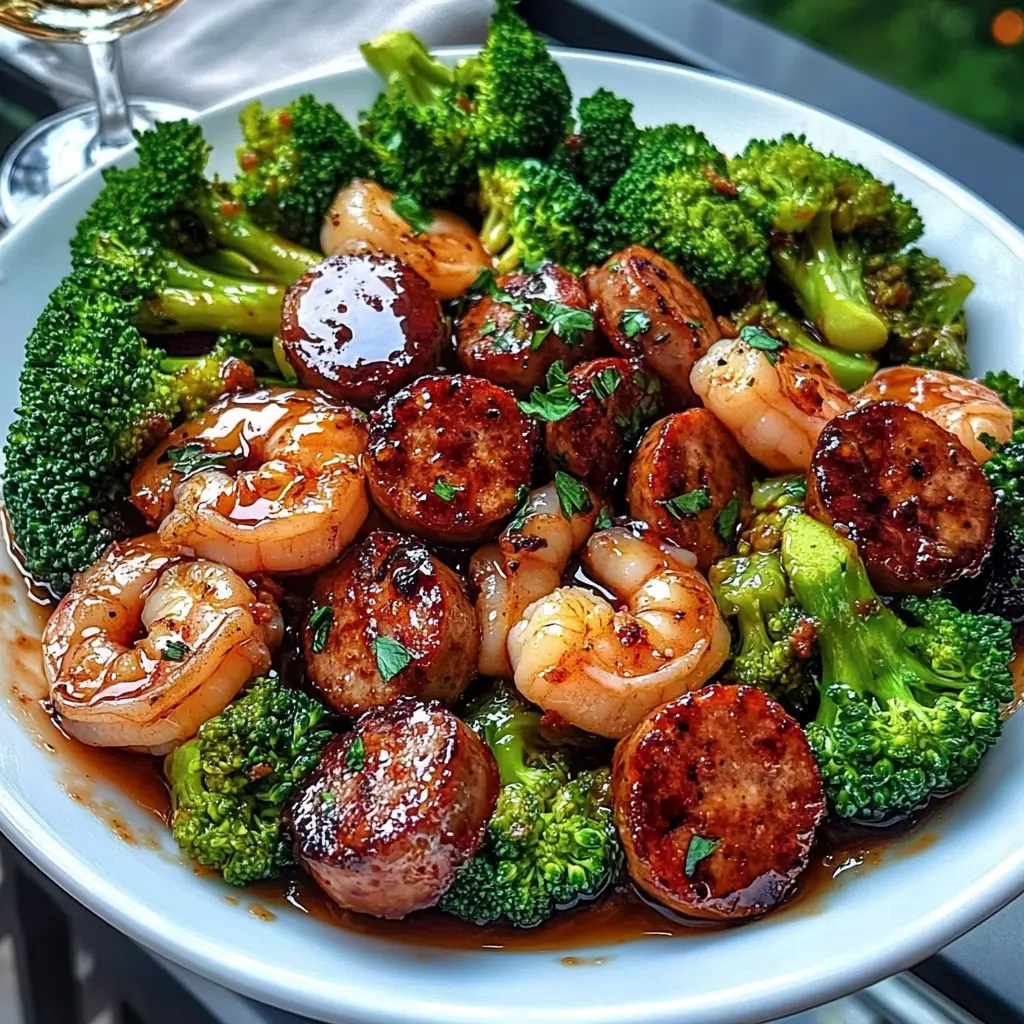 Honey Garlic Shrimp, Sausage & Broccoli
