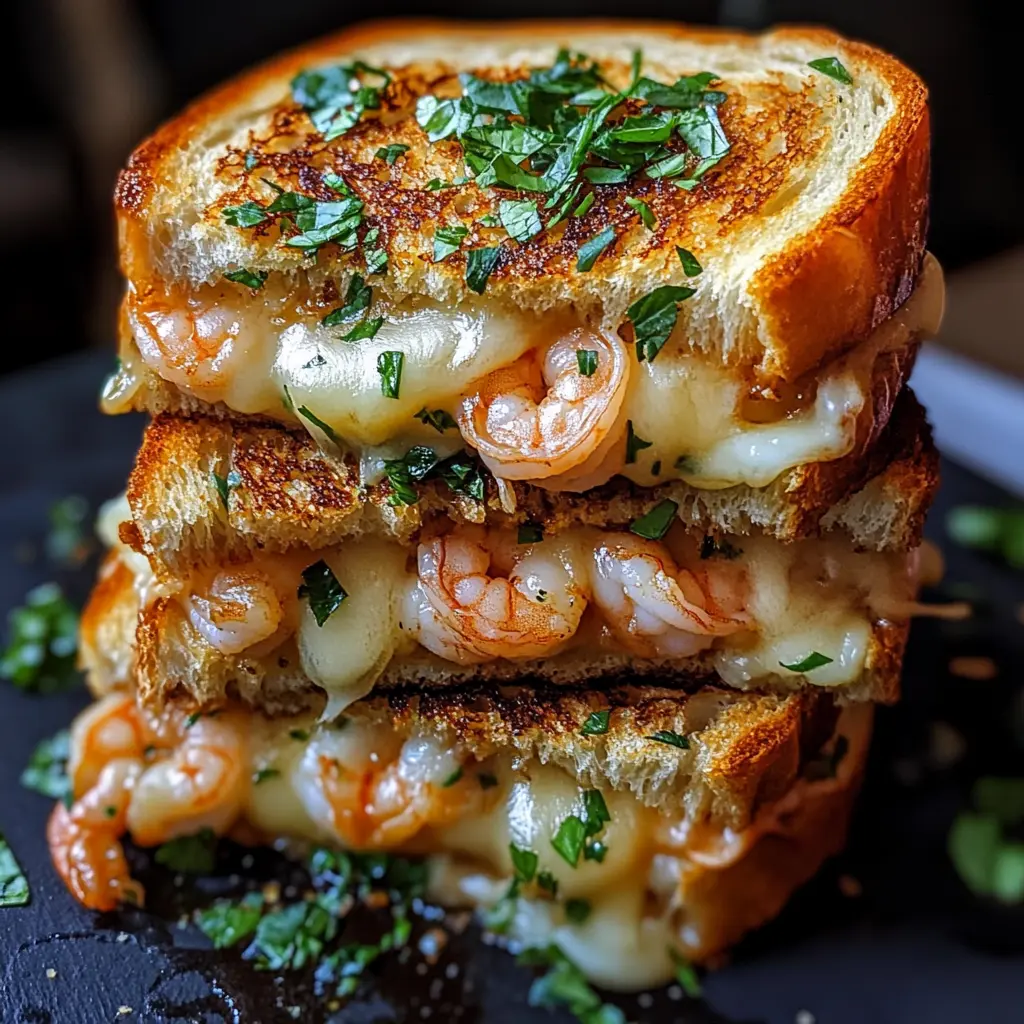 Cheesy Garlic Bread Shrimp Grilled Cheese