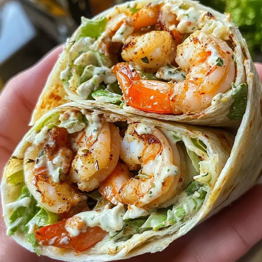 Caesar Salad Shrimp Wraps