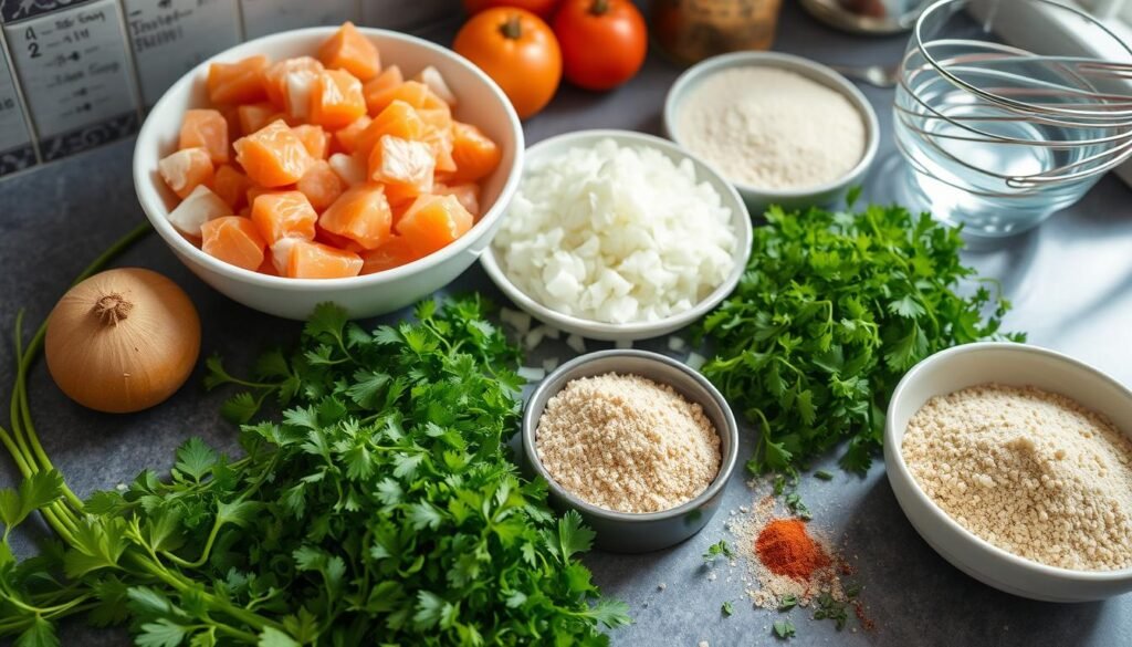 Salmon Croquettes Mixture Preparation
