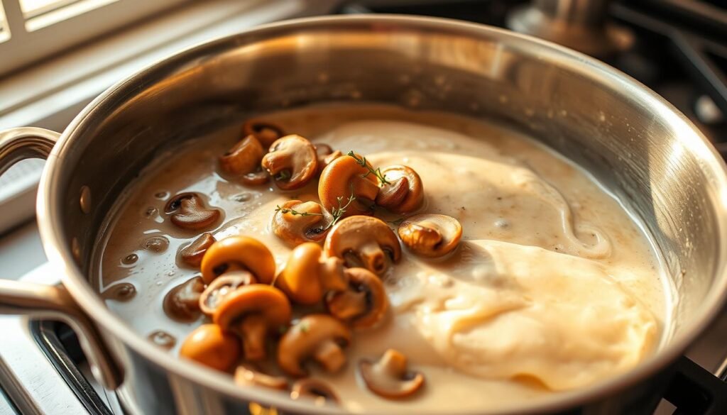 Creamy Mushroom Sauce Preparation