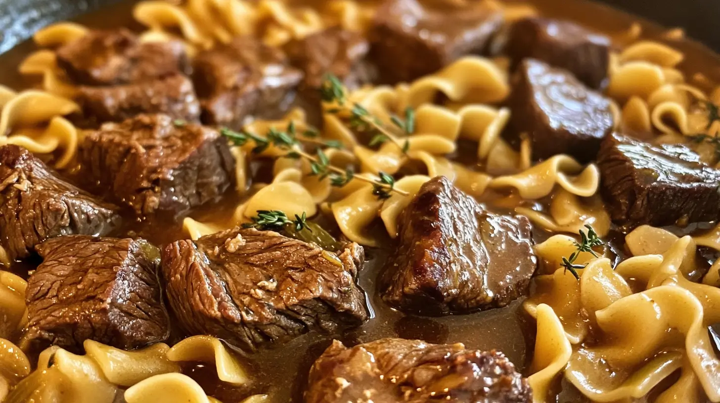 Crockpot Beef Tips and Noodles
