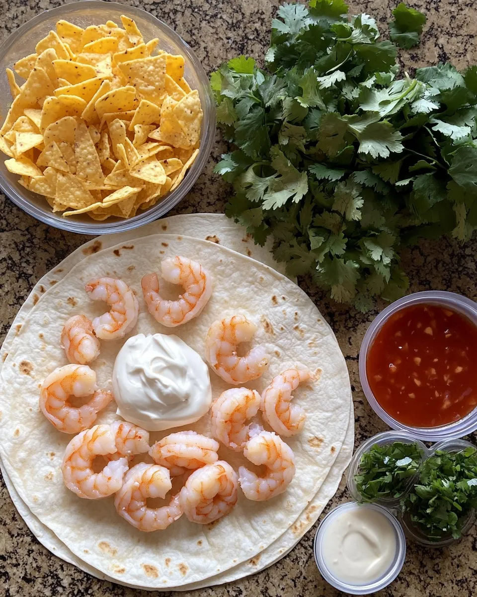Ingredients for Dive into Deliciousness: Loaded Shrimp Nacho Bomb Wraps Packed with Shrimp and Cheese