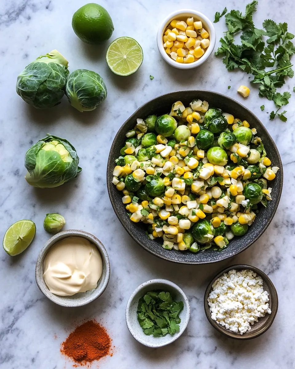 Ingredients for Savor the Fusion: Mexican Street Corn Brussels Sprouts Delight