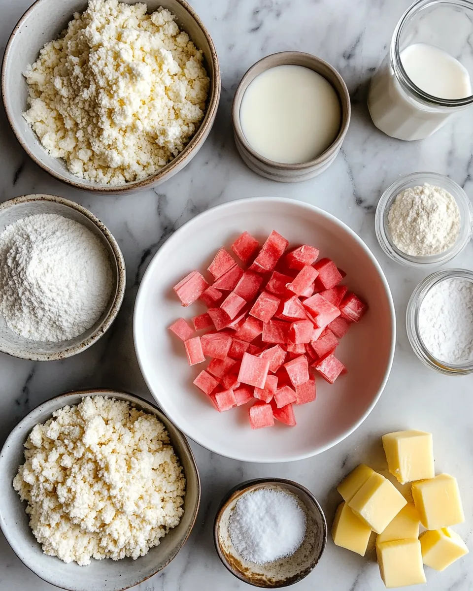 Ingredients for Irresistibly Moist Rhubarb Cake: A Slice of Spring Delight