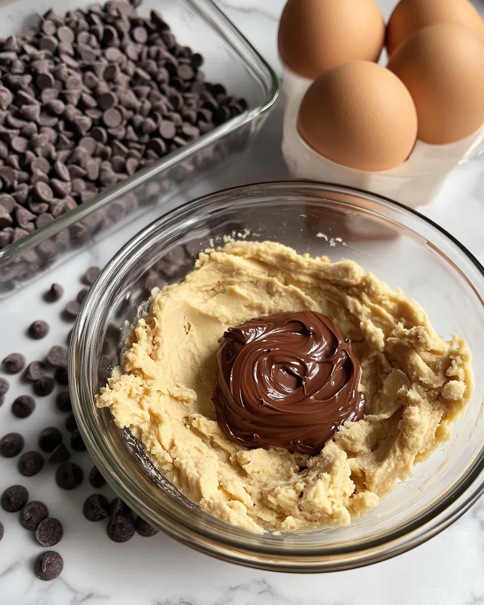 Ingredients for Indulge in Irresistible Nutella-Stuffed Chocolate Chip Cookies