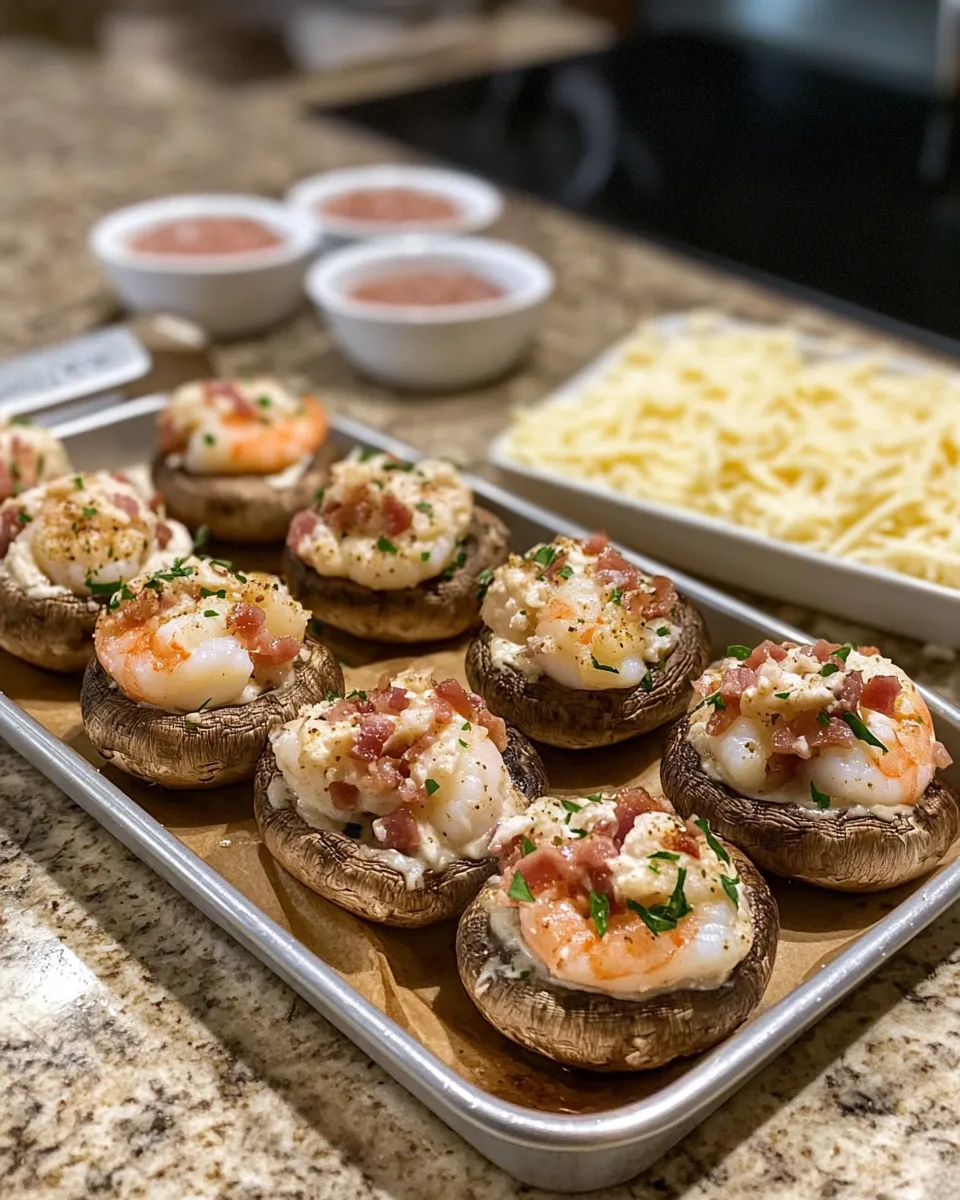 Ingredients for Decadent Delights: Shrimp and Crab Bacon-Stuffed Mushrooms That Wow
