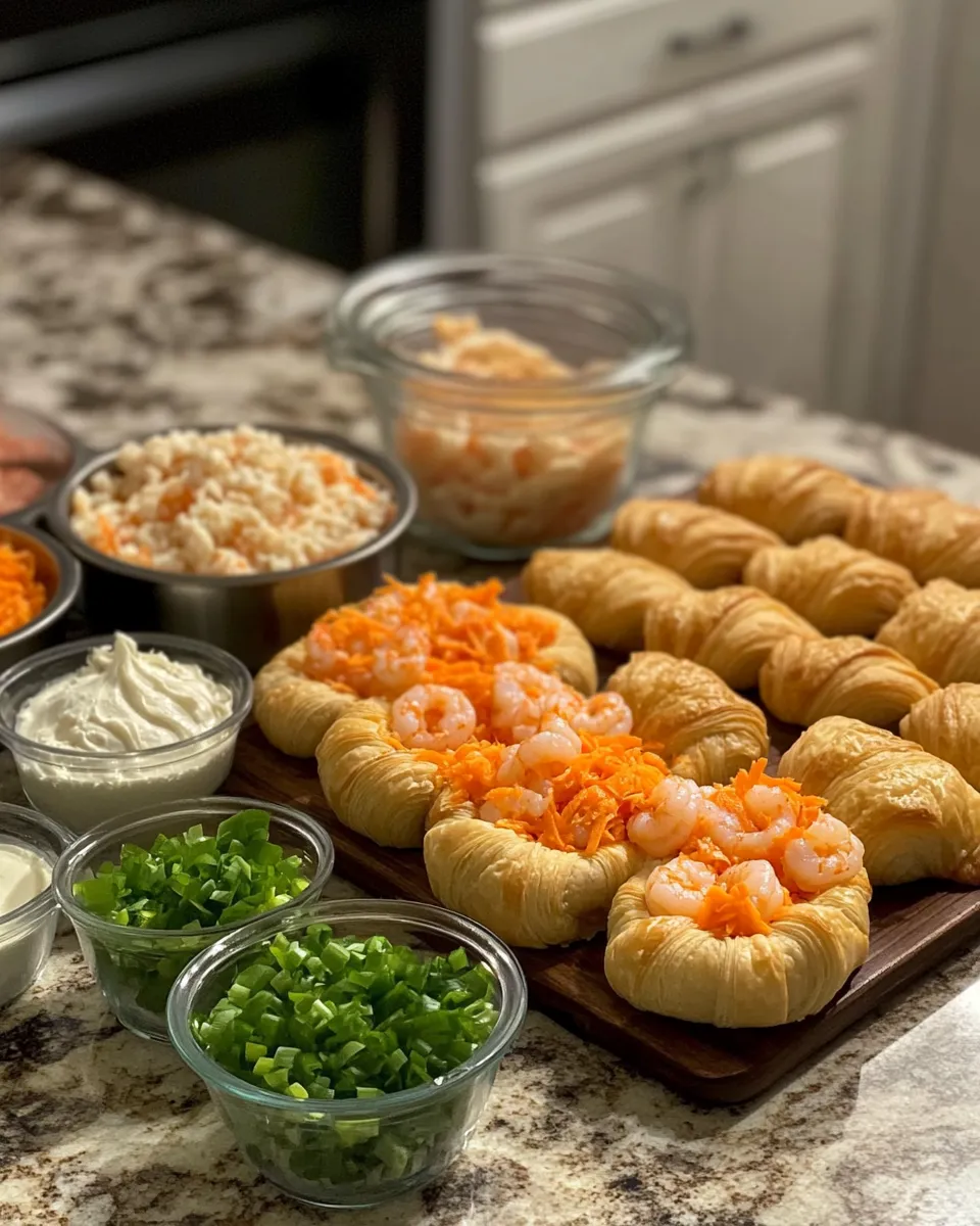 Ingredients for Savory Sensations: Dive into Shrimp and Crab Croissant Bomb Cups