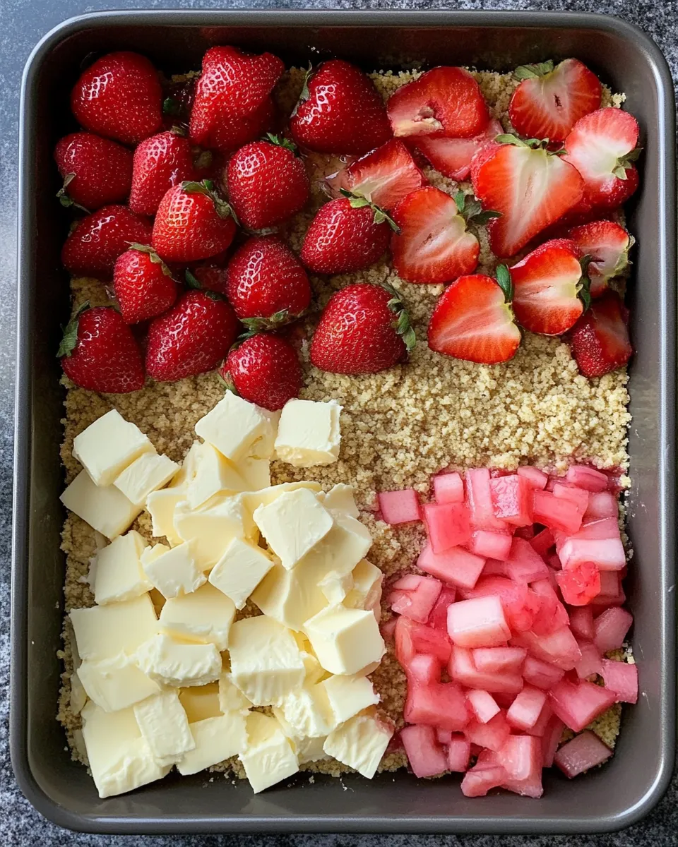 Ingredients for Decadent Strawberry Rhubarb Cheesecake Bars You Can't Resist