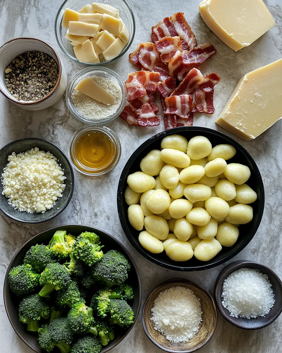Ingredients for Indulge in Creamy Boursin Bacon Broccoli Gnocchi Bliss