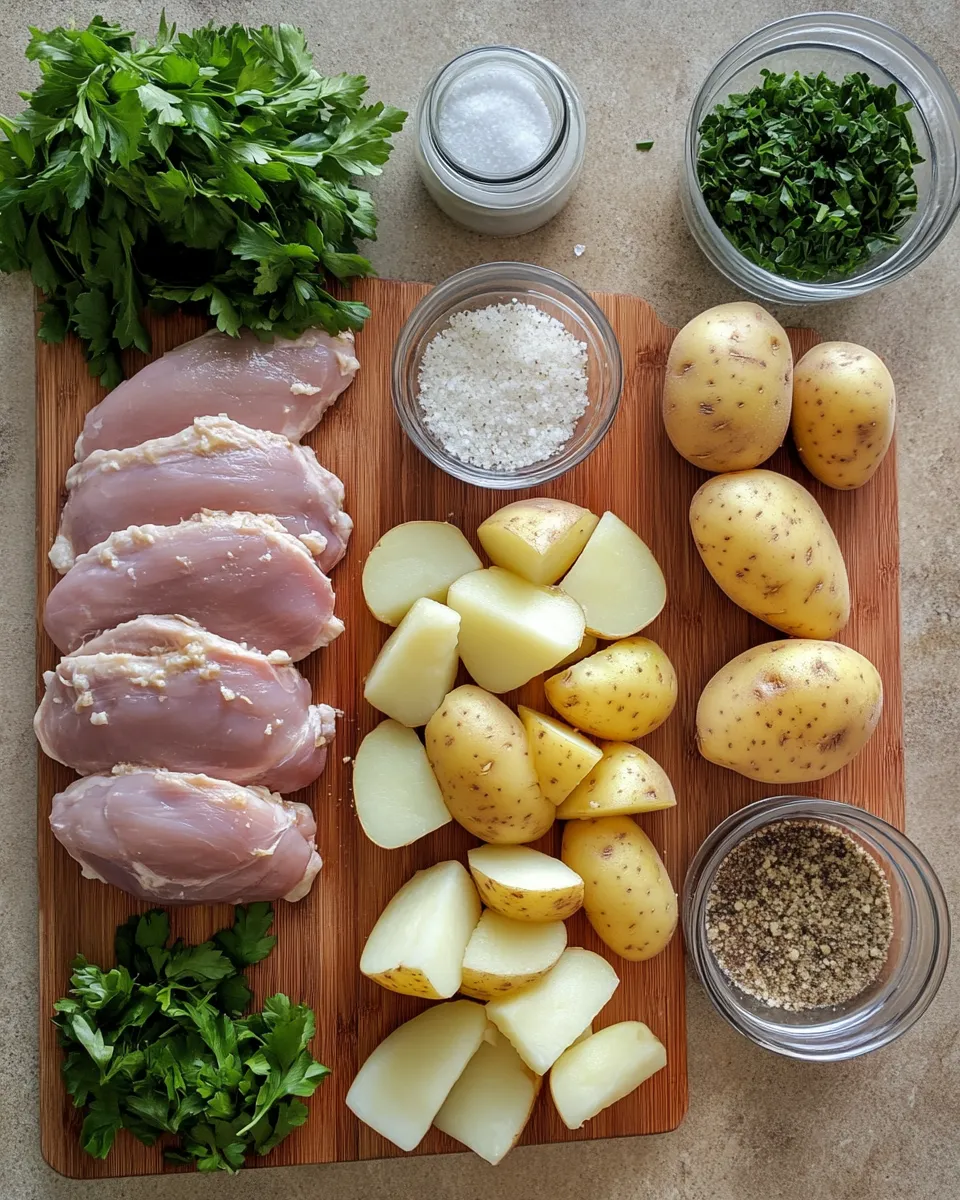 Ingredients for Savory Simplicity: Crockpot Garlic Parmesan Chicken and Potatoes Delight