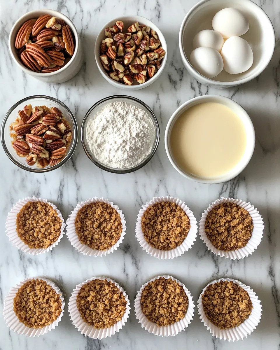 Ingredients for Irresistibly Delicious Mini Pecan Pie Cheesecakes: A Bite-Sized Dream