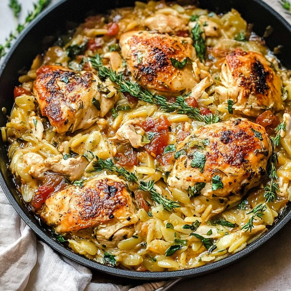 Photo of featured for Savory Orzo Tuscan Chicken Bake: A One-Pan Dinner Delight