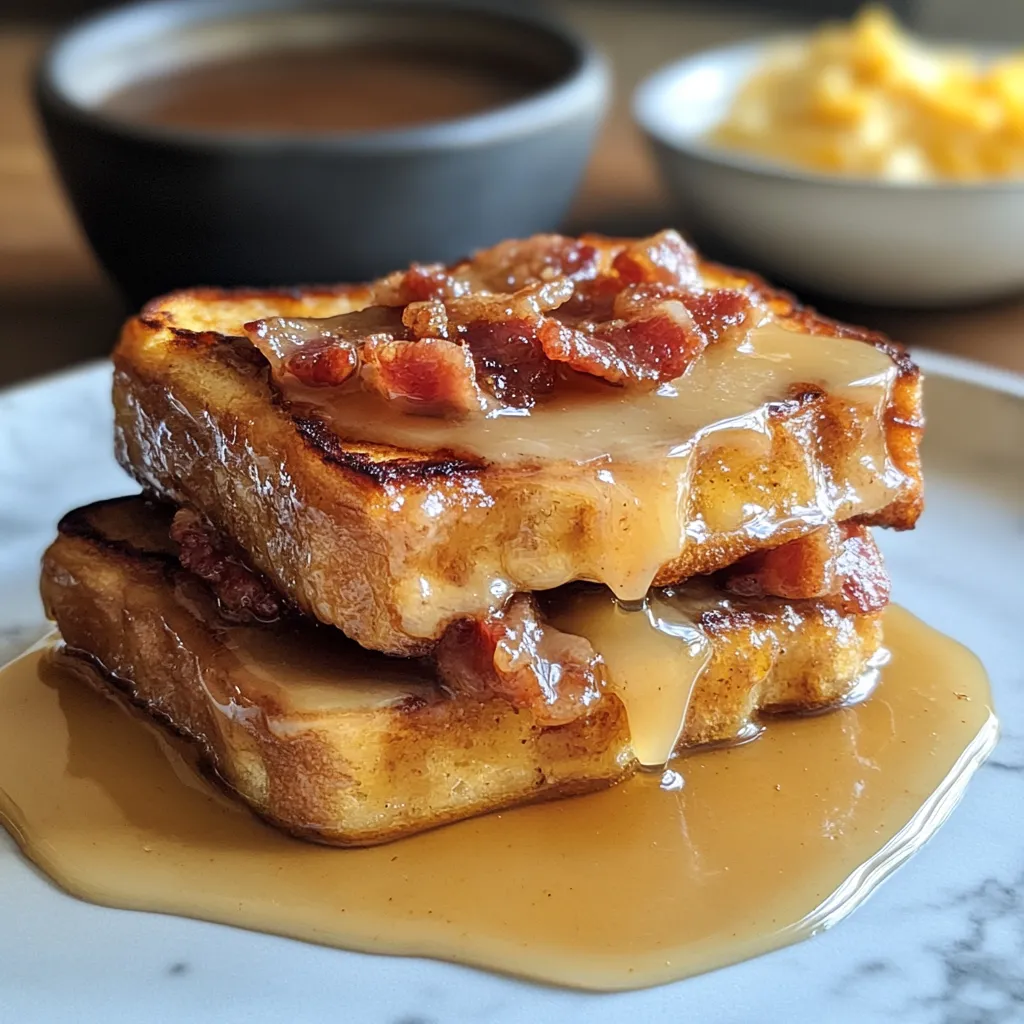 Photo of featured for Indulge in Decadence: Bourbon Maple Bacon Stuffed French Toast with a Sweet Vanilla Glaze