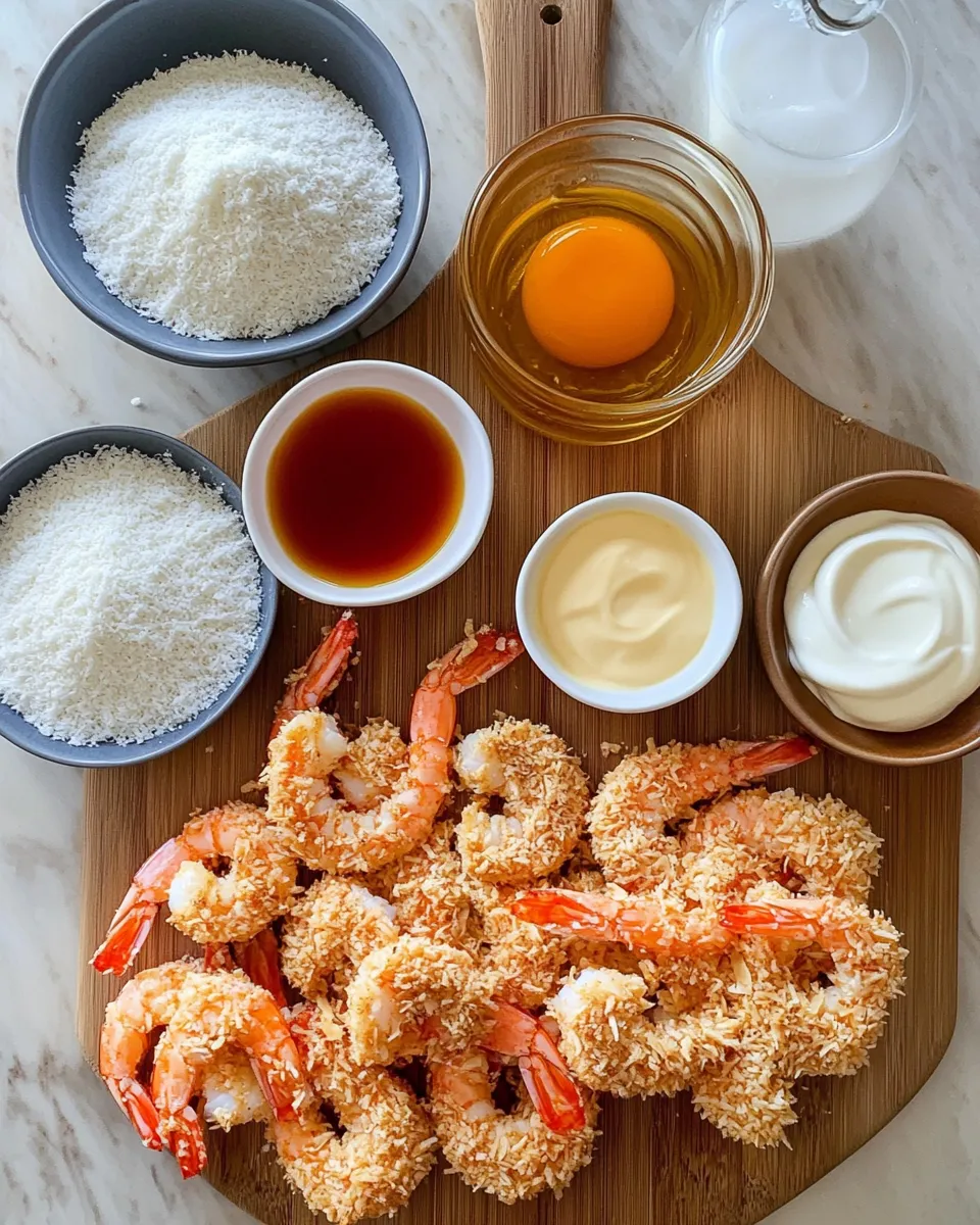 Ingredients for Crispy Coconut Shrimp with Irresistible Sweet Chili Mayo Delight