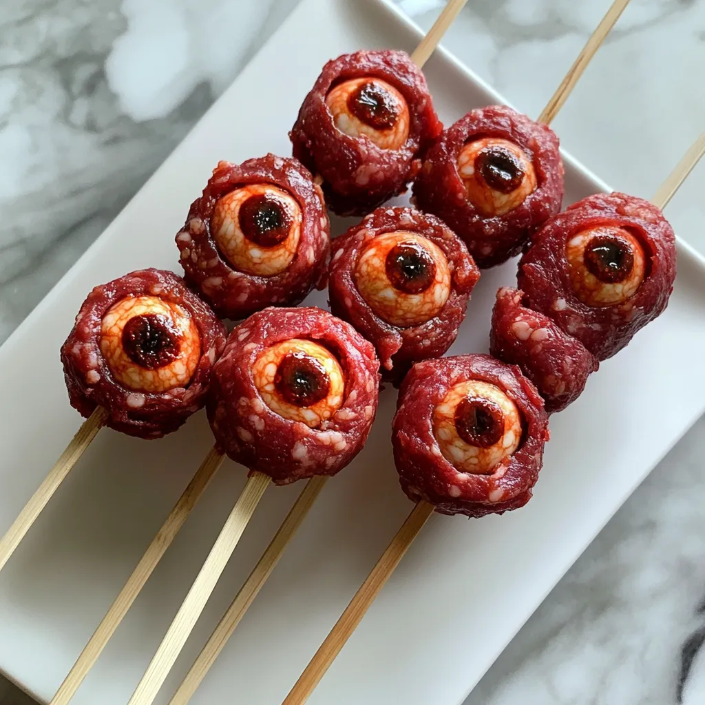 Photo of featured for Creepy Skewered Salami Eyeballs: A Spooktacular Snack for Your Halloween Bash