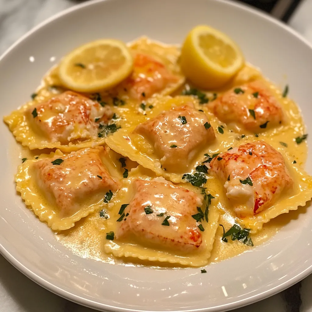 Photo of featured for Indulge in Luxury: Homemade Lobster Ravioli drizzled with Zesty Lemon Butter Sauce