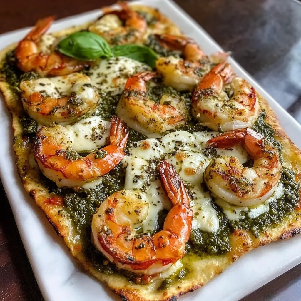 Photo of featured for Savor the Flavor: Pesto Shrimp Flatbread with Mozzarella Delight