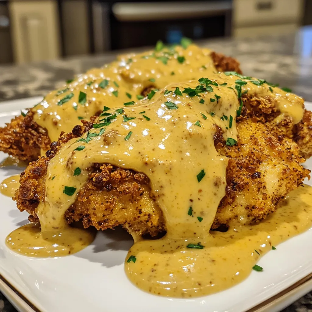 Photo of featured for Crunchy Pretzel Chicken Smothered in Irresistible Mustard-Cheddar Sauce