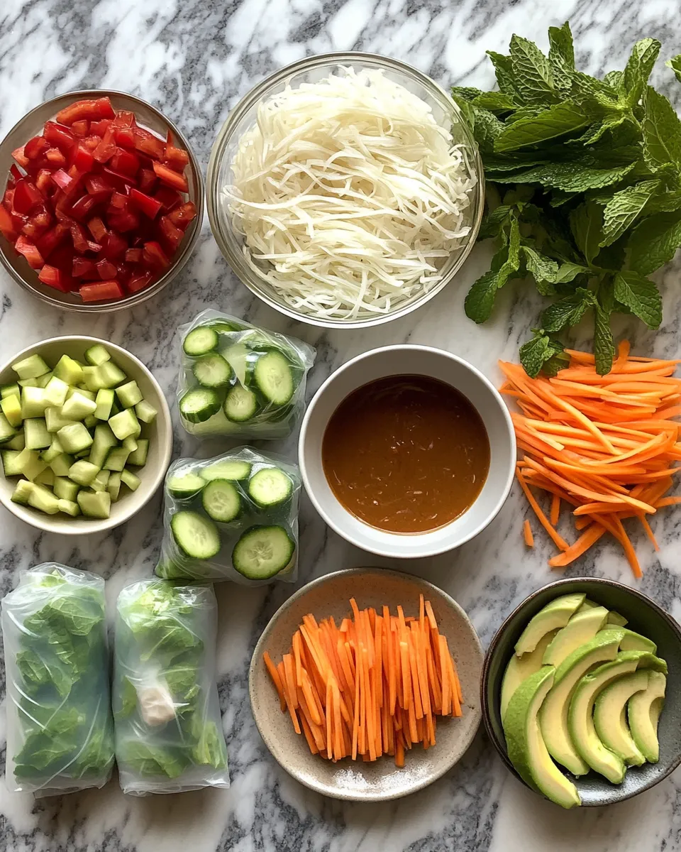 Ingredients for Deliciously Fresh Veggie Rolls with Irresistible Peanut Sauce Secrets