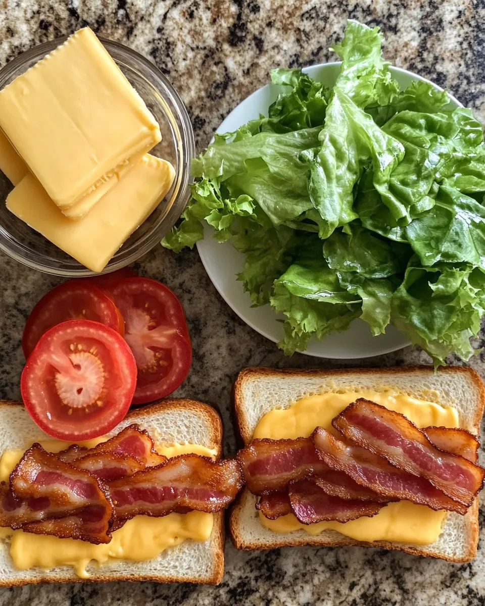 Ingredients for Ultimate BLT Grilled Cheese Sandwich: A Crispy, Savory Twist on a Classic Favorite