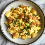 Photo of featured for Sizzle Up Your Morning with a Cheesy Potato Egg Scramble Delight