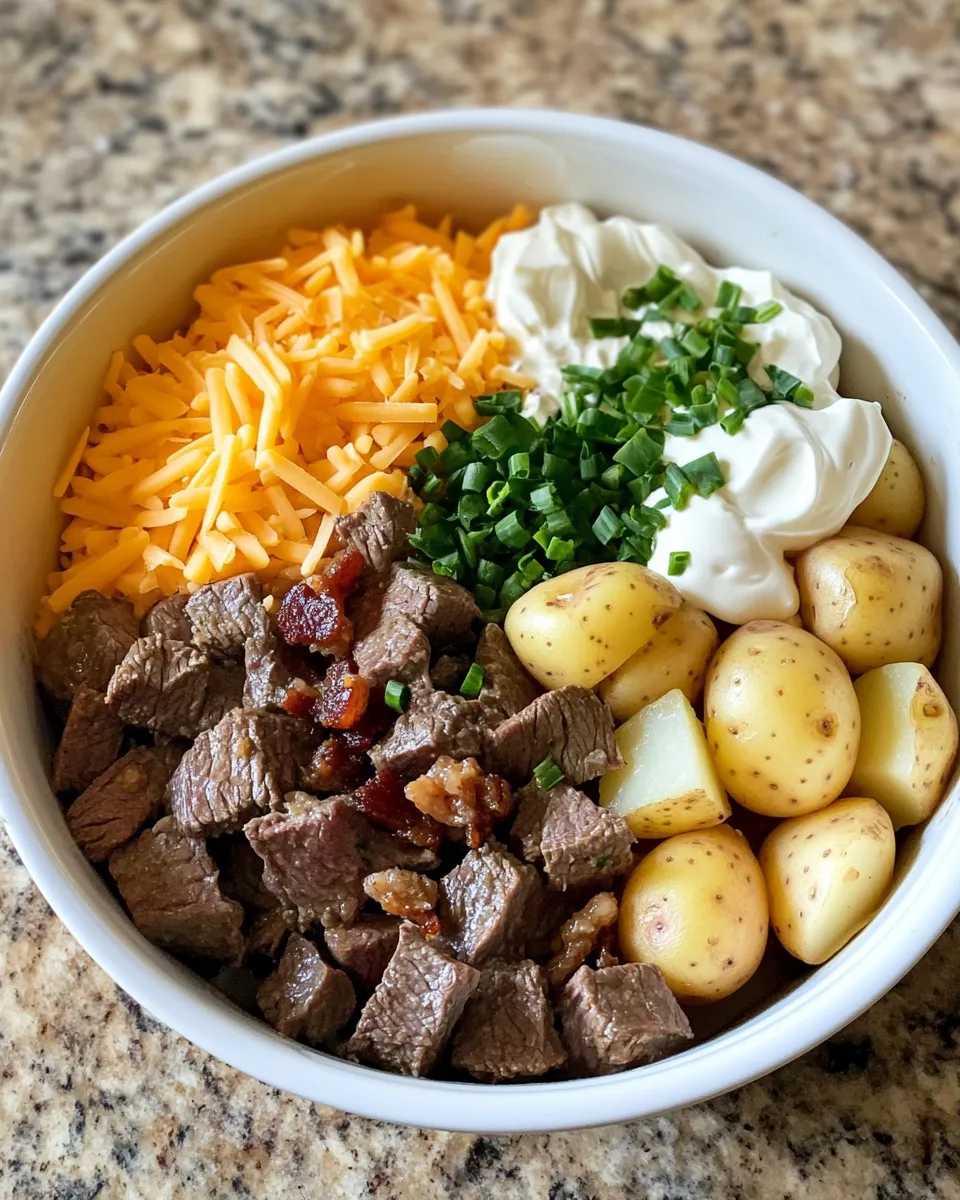 Ingredients for Savor the Flavor: Ultimate Crockpot Loaded Steak and Potato Bake Delight