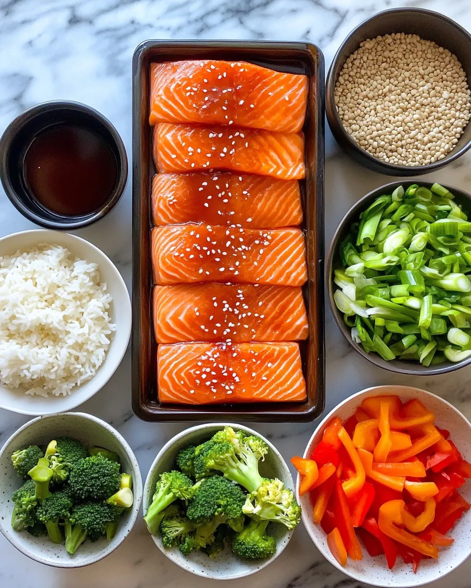 Ingredients for Sweet Heat Delight: Honey Sriracha Salmon Bowls to Savor