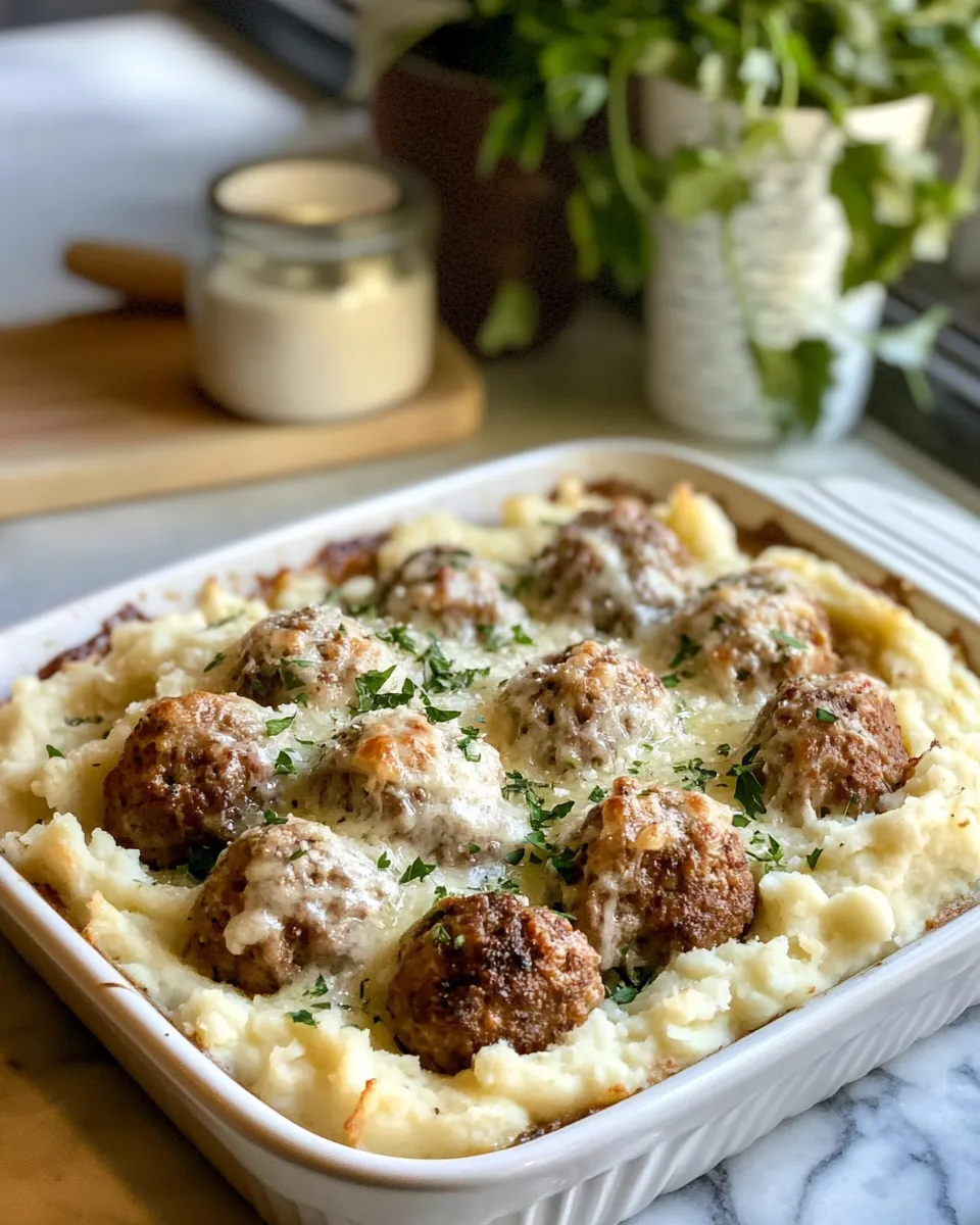 Ingredients for Comfort in a Dish: Irresistible Meatball & Mashed Potato Bake