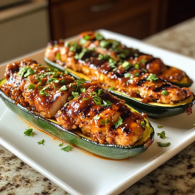 Photo of featured for Savor the Flavor: Irresistible Sticky BBQ Chicken Zucchini Boats