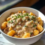 Photo of featured for Savor the Morning: Tater Tot Breakfast Bowl with Sausage Gravy Delight
